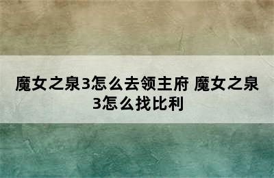 魔女之泉3怎么去领主府 魔女之泉3怎么找比利